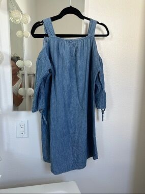 Madewell Denim Blue Cold-Shoulder Dress